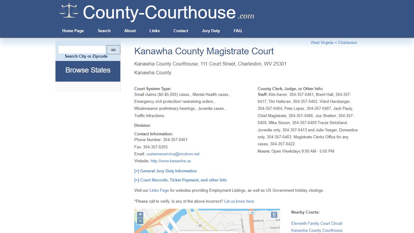 Kanawha County Magistrate Court in Charleston, WV - Court Information